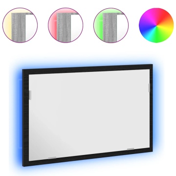 Oglindă de baie cu lumini LED, stejar negru, 60x8,5x37 cm - Img 2