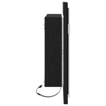 Oglindă de baie cu lumini LED, stejar negru, 60x8,5x37 cm - Img 6