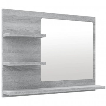 Oglindă de baie, gri sonoma, 60x10,5x45 cm, lemn compozit - Img 2