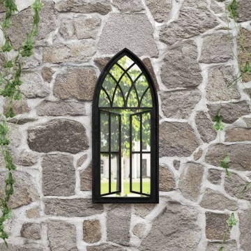 Oglindă de grădină, negru, 70x30 cm, fier, uz exterior - Img 1
