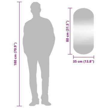 Oglindă de perete, 35x80 cm, oval, sticlă - Img 4