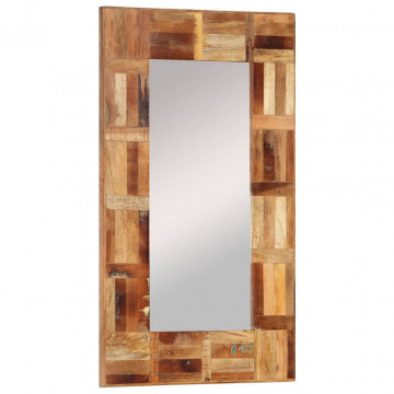 Oglindă de perete, 50x80 cm, lemn masiv reciclat - Img 8