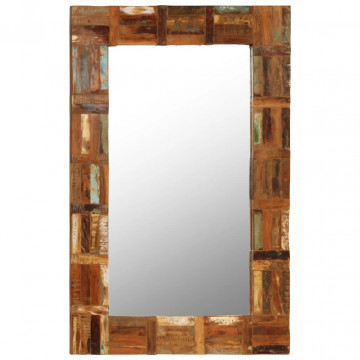 Oglindă de perete, 60 x 90 cm, lemn masiv reciclat - Img 5