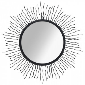 Oglindă de perete de grădină, negru, 80 cm, raze de soare - Img 3