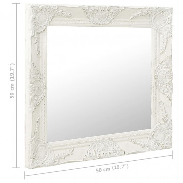Oglindă de perete în stil baroc, alb, 50 x 50 cm - Img 5