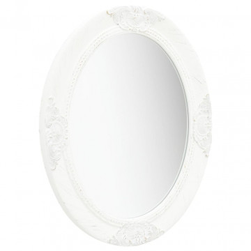 Oglindă de perete în stil baroc, alb, 50 x 60 cm - Img 2