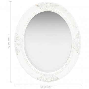 Oglindă de perete în stil baroc, alb, 50 x 60 cm - Img 5
