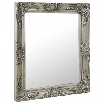 Oglindă de perete în stil baroc, argintiu, 50 x 60 cm - Img 1