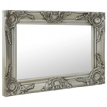 Oglindă de perete în stil baroc, argintiu, 60 x 40 cm - Img 2