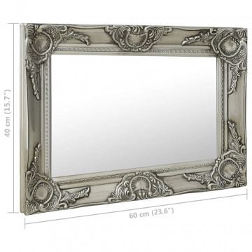 Oglindă de perete în stil baroc, argintiu, 60 x 40 cm - Img 5