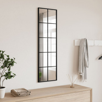 Oglindă de perete, negru, 30x100 cm, dreptunghiulară, fier - Img 1