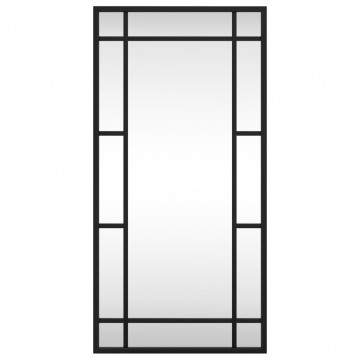Oglindă de perete, negru, 30x60 cm, dreptunghiulară, fier - Img 3