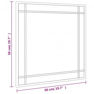 Oglindă de perete, negru, 50x50 cm, pătrată, fier - Img 6