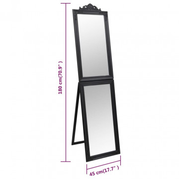 Oglindă de sine stătătoare, negru, 45x180 cm - Img 6