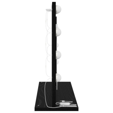 Oglindă de toaletă cu lumini LED Stejar negru 60x45x18 cm - Img 3