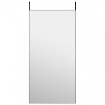 Oglindă pentru ușă, negru, 50x100 cm, sticlă și aluminiu - Img 2