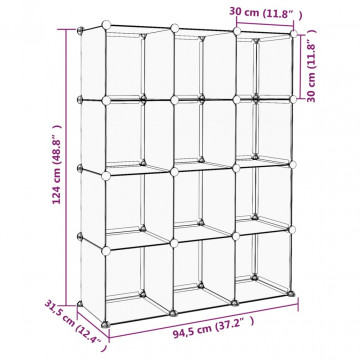 Organizator cub de depozitare, 12 cuburi, transparent, PP - Img 7