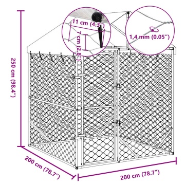 Padoc de exterior cu acoperiș argintiu 2x2x2,5m oțel galvanizat - Img 5