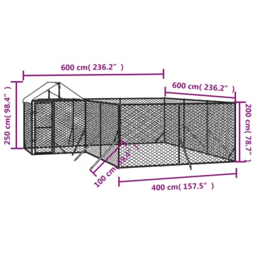Padoc de exterior cu acoperiș argintiu 6x6x2,5m oțel galvanizat - Img 4