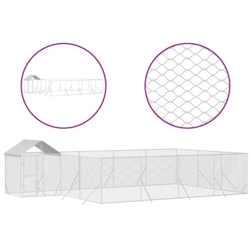 Padoc exterior cu acoperiș argintiu 10x6x2,5 m oțel galvanizat - Img 2