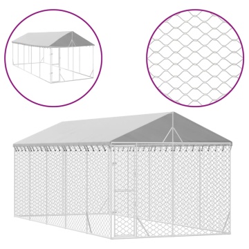 Padoc exterior cu acoperiș argintiu 3x7,5x2,5 m oțel galvanizat - Img 2