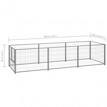 Padoc pentru câini, argintiu, 3 m², oțel - Img 5