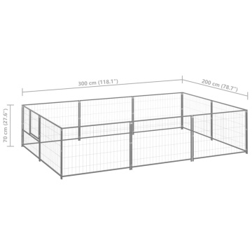 Padoc pentru câini, argintiu, 6 m², oțel - Img 5