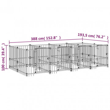 Padoc pentru câini de exterior, 7,51 m², oțel - Img 5