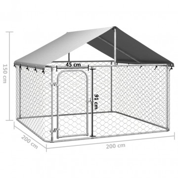 Padoc pentru câini de exterior cu acoperiș, 200x200x150 cm - Img 5
