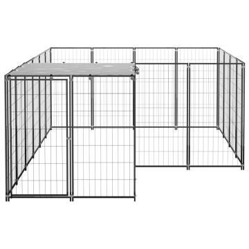 Padoc pentru câini, negru, 6,05 m², oțel - Img 3