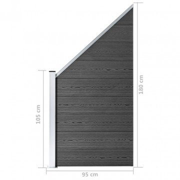 Panou de gard, negru, 95 x (105-180) cm, WPC - Img 7