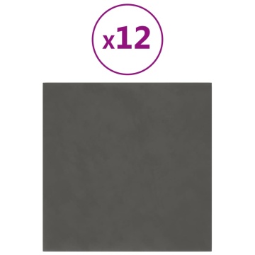 Panouri de perete 12 buc. gri închis 30x30 cm catifea 1,08 m² - Img 2