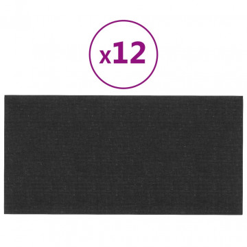 Panouri de perete 12 buc. negru 30x15 cm textil 0,54 m² - Img 2