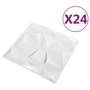Panouri de perete 3D 24 buc. alb 50x50 cm model diamant 6 m² - Img 3