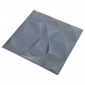 Panouri de perete 3D 24 buc. gri 50x50 cm model diamant 6 m² - Img 3