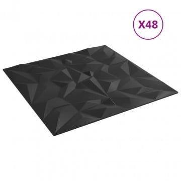 Panouri de perete 48 buc. negru 50x50 cm XPS 12 m² ametist - Img 3
