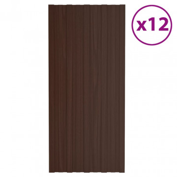 Panouri pentru acoperiș 12 buc. maro 100x45 cm oțel galvanizat - Img 1