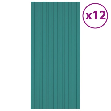 Panouri pentru acoperiș 12 buc. verde 100x45 cm oțel galvanizat - Img 1