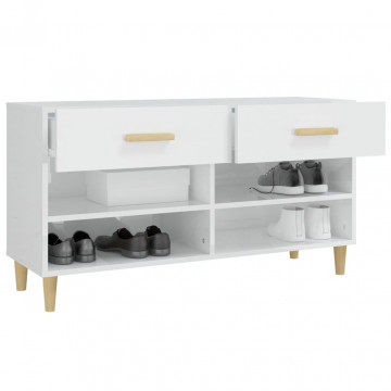 Pantofar, alb extralucios, 102x35x55 cm, lemn compozit - Img 8
