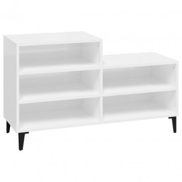 Pantofar, alb extralucios, 102x36x60 cm, lemn compozit - Img 2