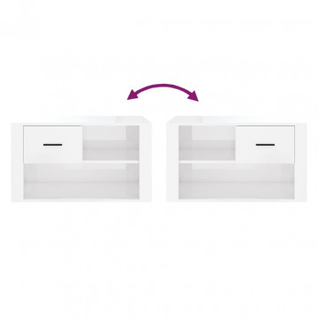 Pantofar, alb extralucios, 80x35x45 cm, lemn compozit - Img 6