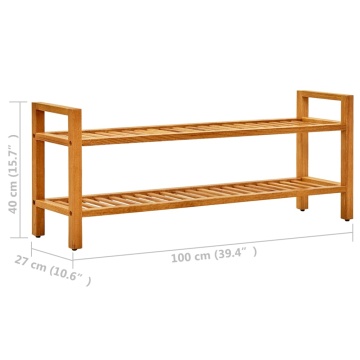 Pantofar cu 2 rafturi, 100x27x40 cm, lemn masiv de stejar - Img 5