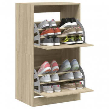 Pantofar cu 2 sertare rabatabile, stejar sonoma, 60x42x108 cm - Img 4