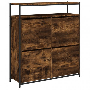 Pantofar cu 4 sertare rabatabile, stejar fumuriu, 100x34x112 cm - Img 2