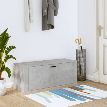 Pantofar de perete, gri beton, 100x35x38 cm, lemn prelucrat - Img 1
