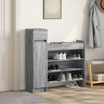 Pantofar, gri sonoma, 100,5x28x100 cm, lemn compozit - Img 3