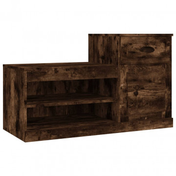 Pantofar, stejar fumuriu, 100x42x60 cm, lemn prelucrat - Img 2