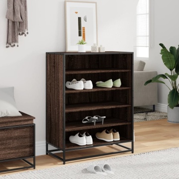 Pantofar, stejar maro, 75x38x97,5 cm, lemn prelucrat/metal - Img 3