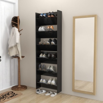 Pantofare de perete, 2 buc., negru extralucios, 60x18x90 cm PAL - Img 4