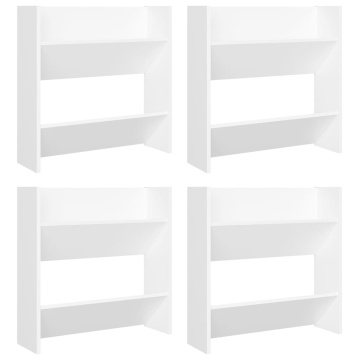 Pantofare de perete, 4 buc., alb, 60x18x60 cm PAL - Img 2